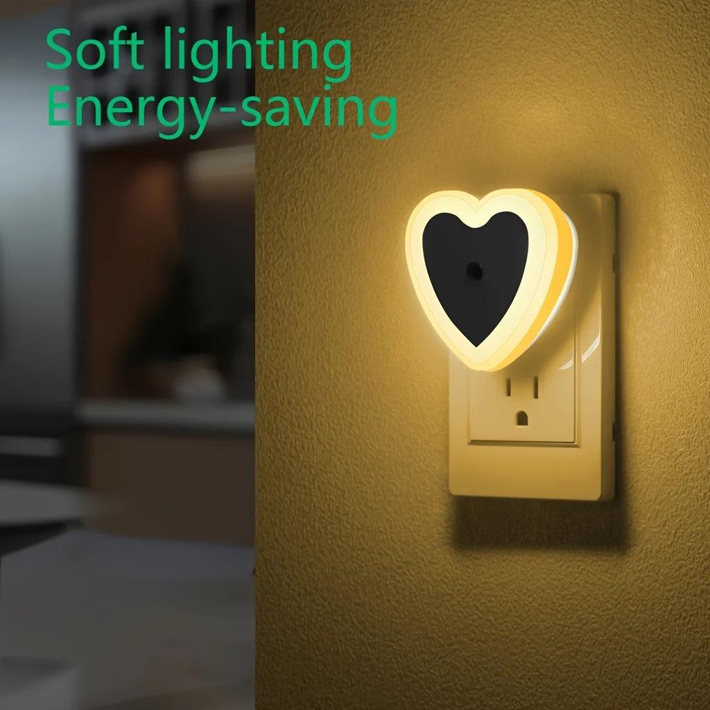 4pcs LED Night Lights Plug in Smart Cute Nightlight Heart Shaped for Bedroom, Bathroom, Kids Room, Nursery, Hallway
