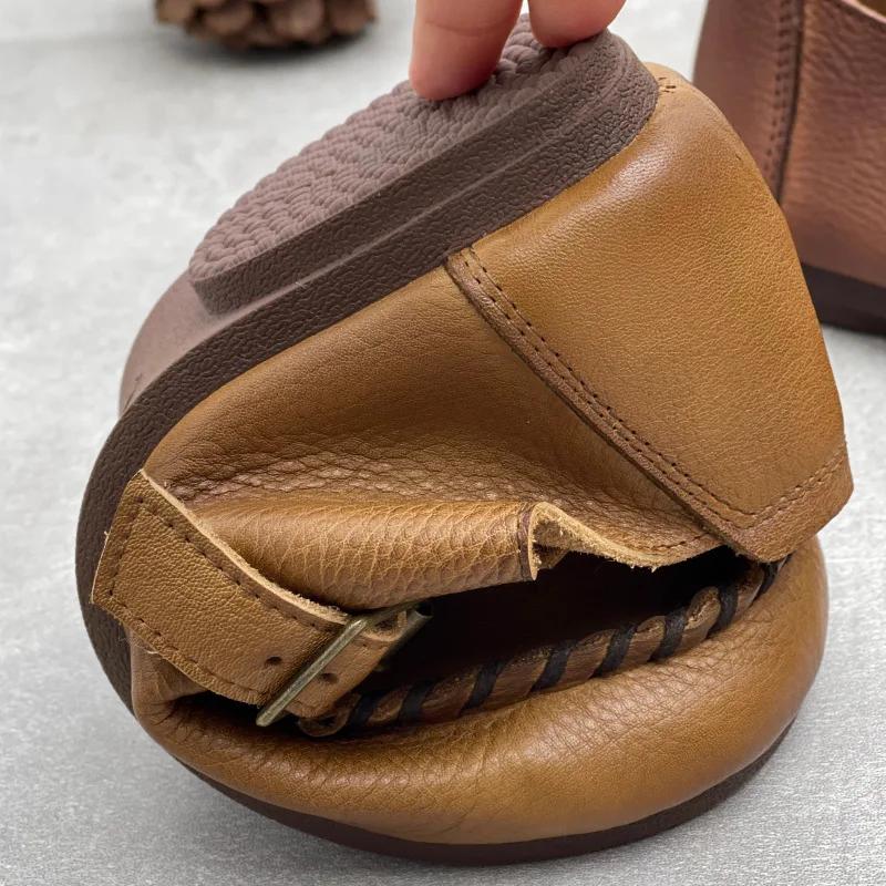 GKTINOO Genuine Leather Shoes Women Flat Casual Shoes Soft Cow Leather Brand Shoes Round Toe Soft Sole Casual Women's Flat Shoes