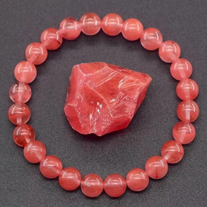 8mm Rose Natural Stone & Tiger Eye Crystal Elastic Unisex Bracelet