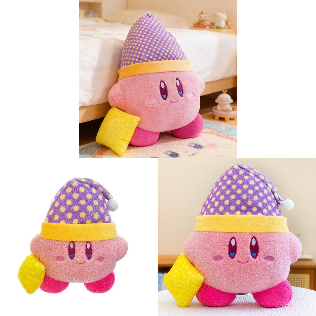 Star Kirby Plush Toy With Sleep Cap Cartoon Cute Doll Gift For Girls And Boys