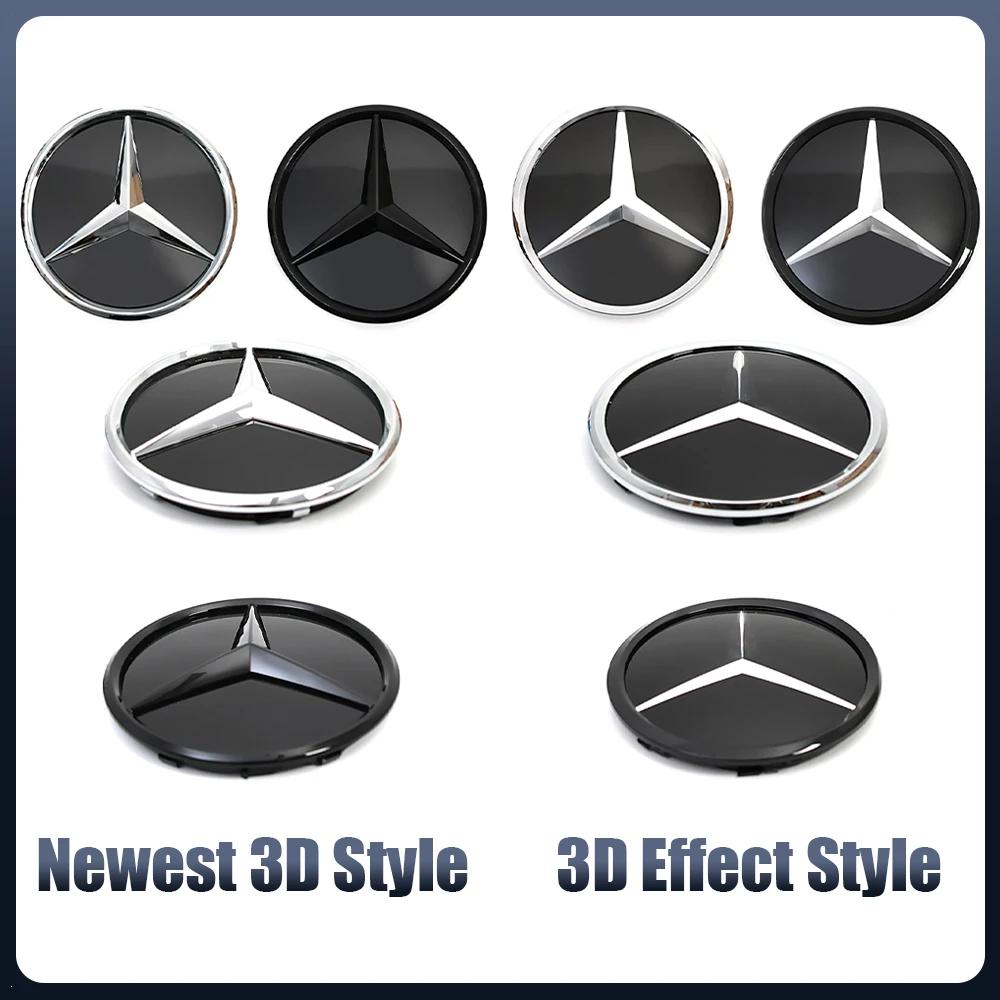 Car Sticker Chrome Silver And Glossy Black Front Grille Mirror Emblem 3D Style Star Badge Fit For Mercedes Benz W245 W204 X204 2