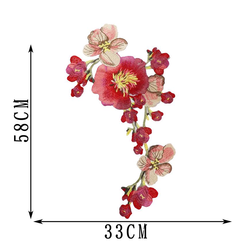 Embroidered Water-Soluble Lace Fabric Appliques - Hand-Sewn Ethnic Peony Design for Qipao