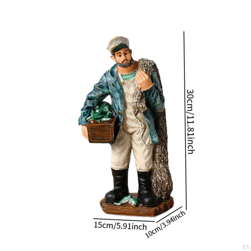 Figurka námořníka Socha rybáře Pryskyřičná řemesla Námořní unikátní stolní ozdoba Socha pro obývací pokoj