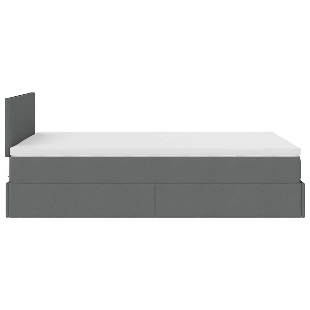 Ottoman Bed with Mattress & LEDs Dark Grey 120x190 cm Fabric