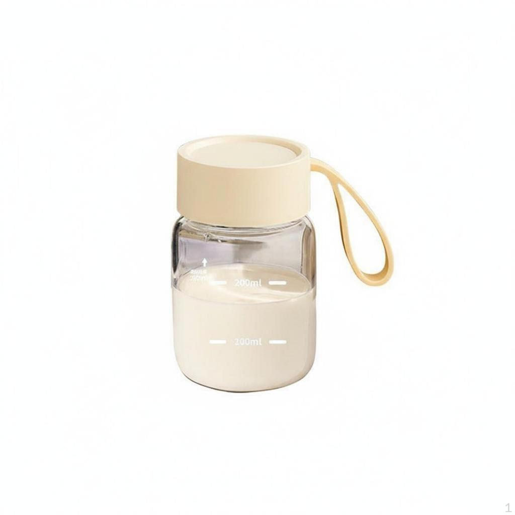Lidded Glass Cup High Temperature Resistant Measuring Bottle Leakproof Water with Time
