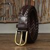 Men's Genuine Leather Braided Belt Cowhide Handmade Woven Pin Buckle Couple's Casual All-match Belt