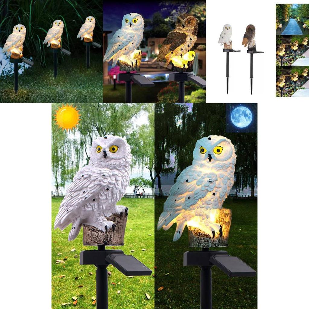 Solar Resin Owl Light With Motion Sensor For Garden And Pathway Illumination