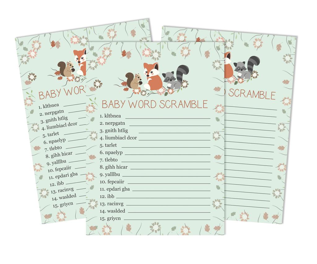 Inkdotpot 50 Baby Alphabet ABC Game Animals Baby Shower Game-Gender Neutral Party Supplies
