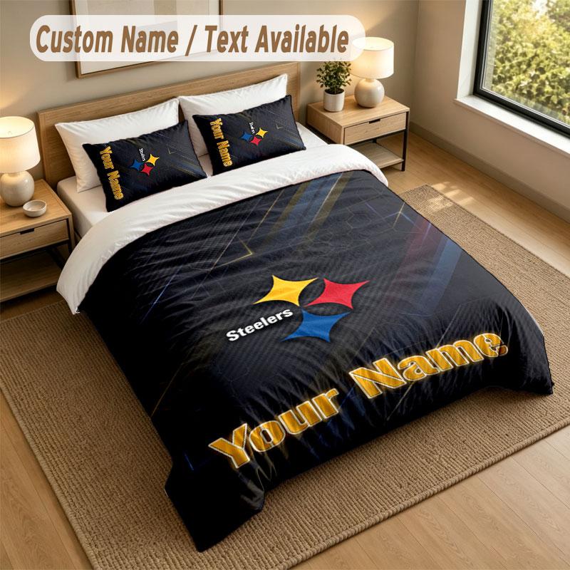 Bedding Set 1 Duvet Cover 2 Pillowcases Pittsburgh Steelers Print Soft Bed Linen Bedroom Decor