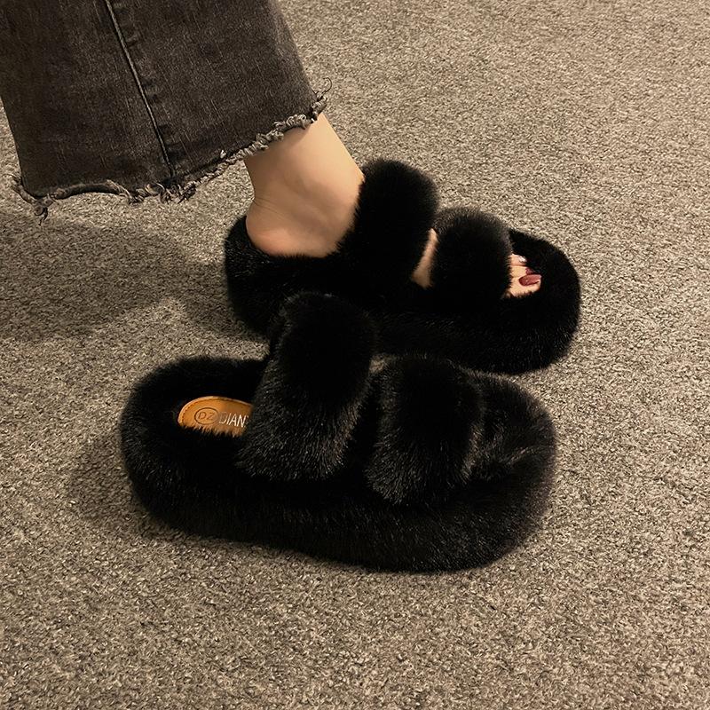 

Milk Huhu thick-bottomed muffin, high-end home baotou cotton mop 2025 autumn and winter office fashionable and comfortable cotton slippers 35