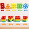 Montessori Geometric Pegboard Toy Shape Color Matching Stacker for Toddlers Wooden Sorting Educational Toys for Boys Girls