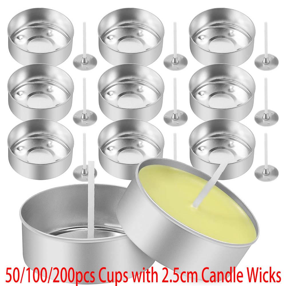 Aluminum Tea Lights Cups,Metal Tea Light Tins with Candle Wicks Empty Candle Jars Candle Containers Candle Mold for Candle Lover