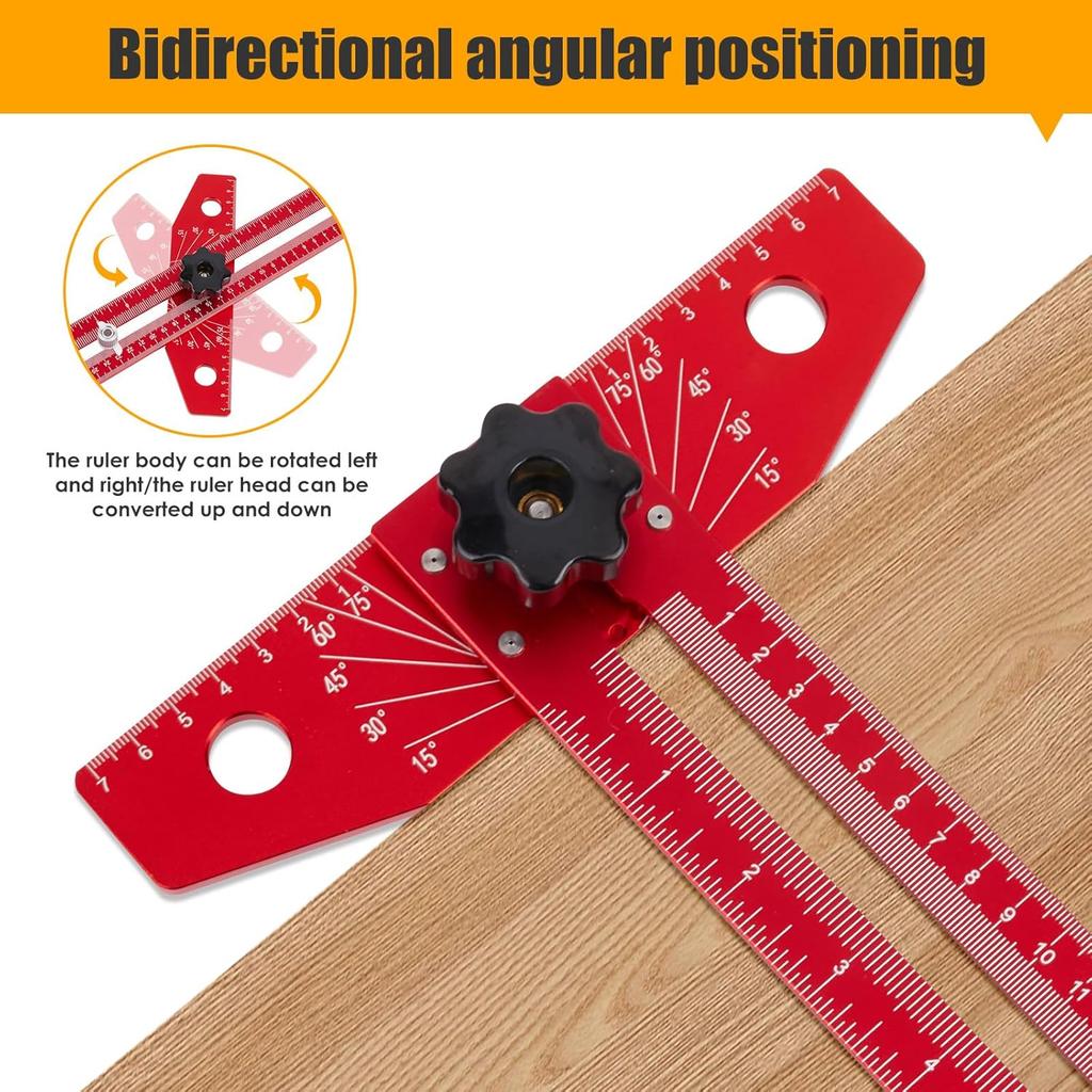 Woodworking Scriber Marking Line Ruler T Type Woodworking Ruler 16 inch Layout and Measuring Tools Precision Marking T-Ruler Positioning