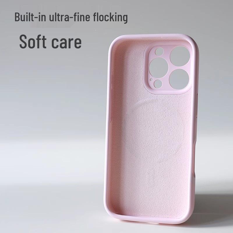 Magnetische Flüssigsilikonhülle mit integriertem Kameraknopf für iPhone 17 Pro Max.
