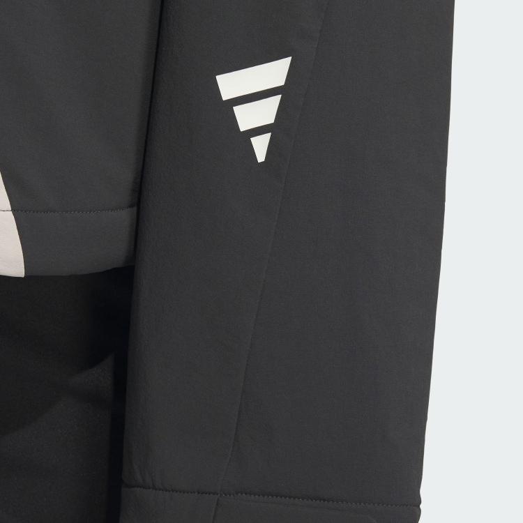 Adidas Casual Sports Series Loose Fit Stand Collar Zipper Jacket Women Jackets Carbon-Black Bright-White JY8062