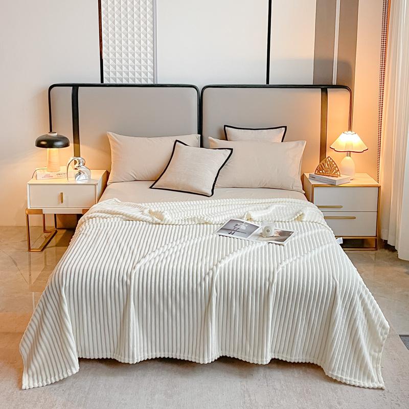 Gray Striped Autumn Throw Blanket Soft Solid Color Winter Bedroom Warm Bed Blanket Home Hotel Travel Portable Blankets Full Size