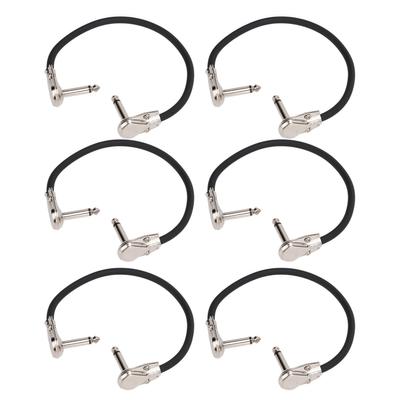 6Pcs Electric Guitar Effect Cable 1 4in Right Angled Guitar Pedal Cord Patch Cable 30cm Flat Head Silver