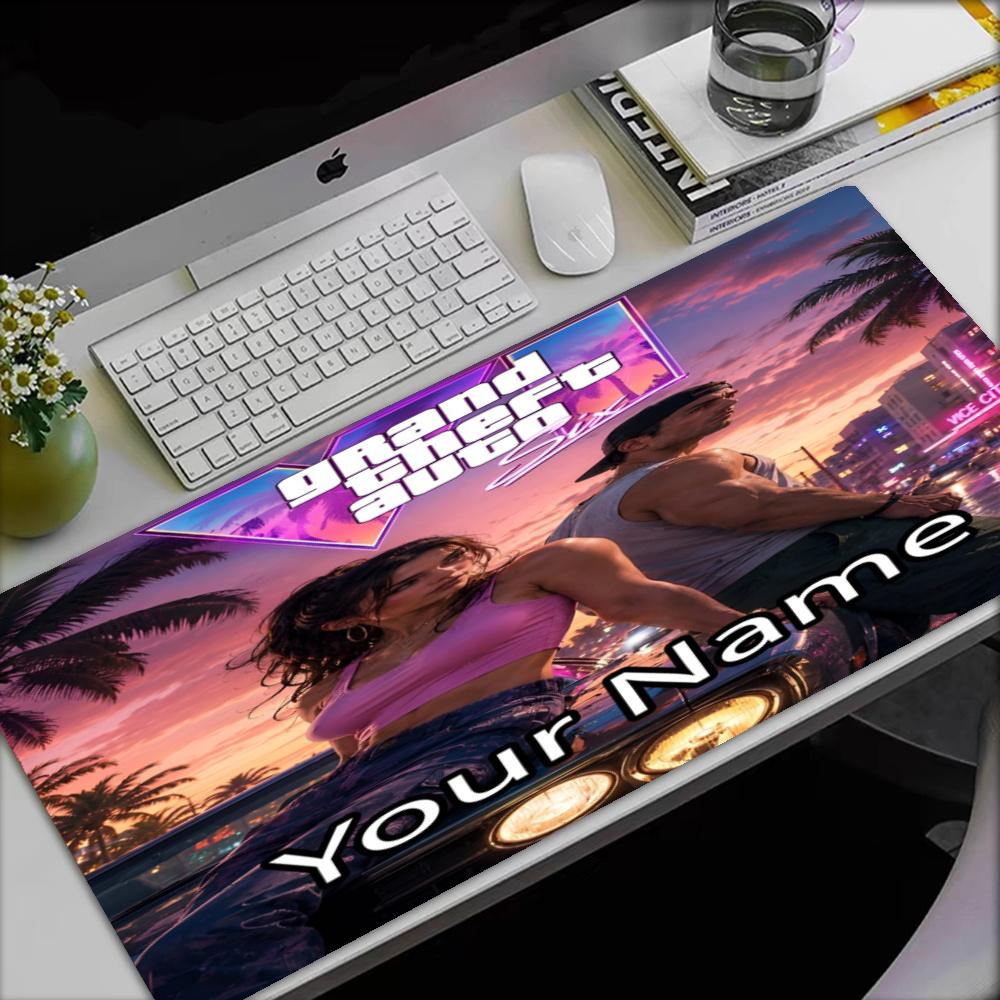 Custom Name GTA Theme Mouse Pad, Non Slip Rubber Base, Multifunctional Office & Home Decor, Perfect for Workspace Personalization.
