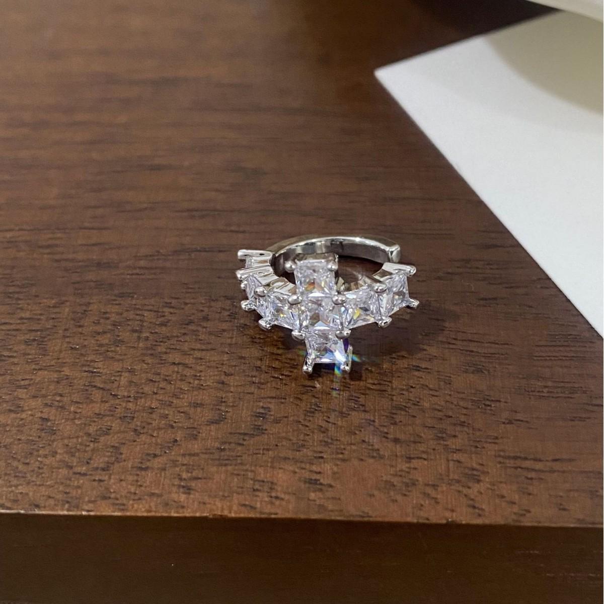 Elegant Cool French Zirconia Cross Ear Cuff for Women - No Piercing Needed