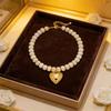 Zlatý nadýchaný přívěsek ve tvaru srdce Náhrdelník s masivními korálky Pryskyřičný korálkový barevný choker Náhrdelníky Ručně vyráběné krátké náhrdelníky pro ženy
