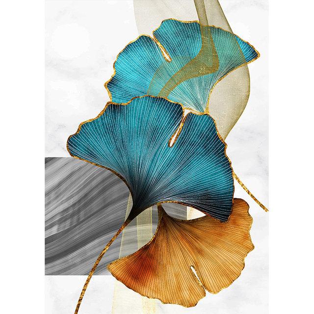 Moderne Goldene Blätter Grüne Pflanze Bild Poster Leinwand Druck Malerei Wand Kunst Gang Wohnzimmer Wohnkultur Cuadros Dekoration