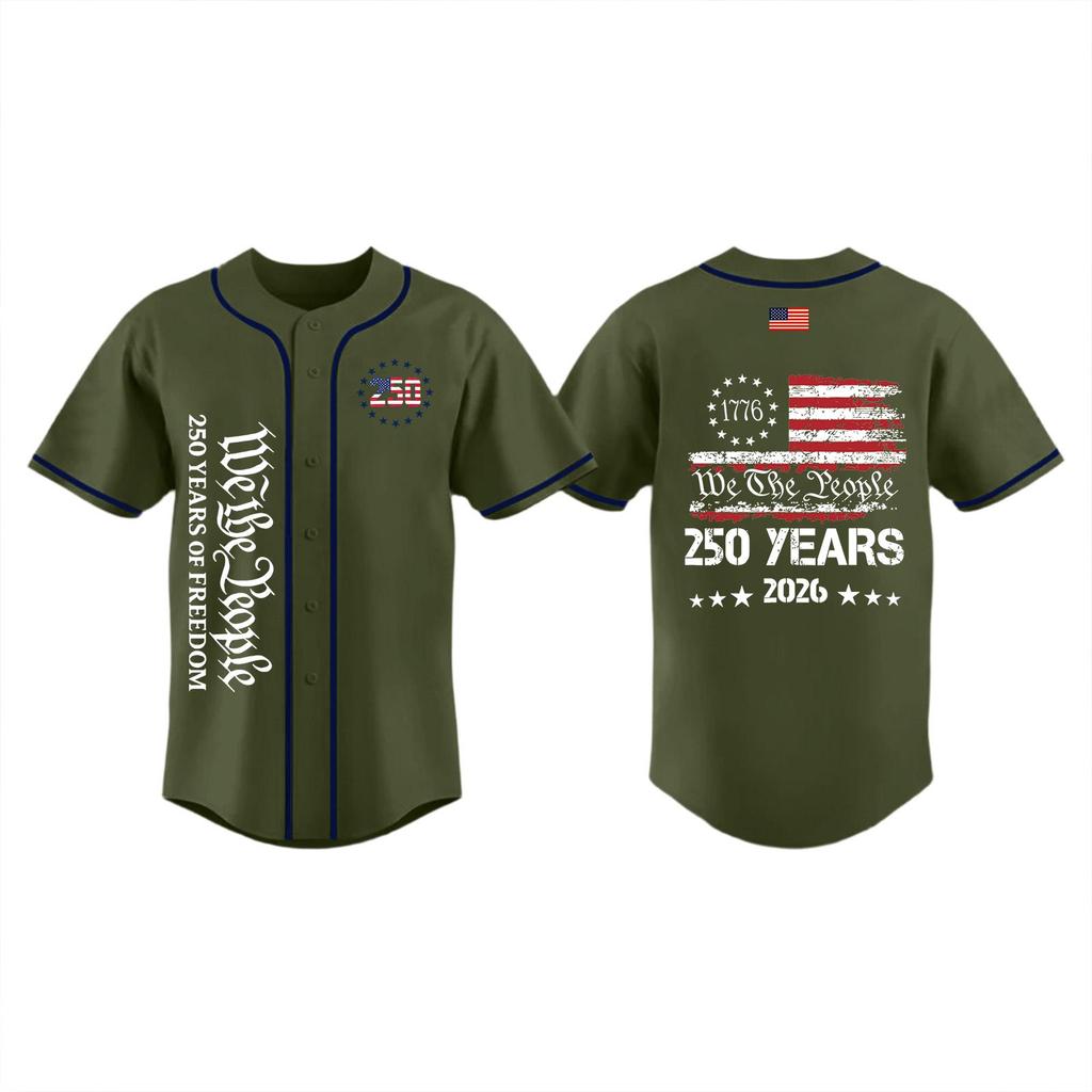 Womens Spring Tops Button Down Baseball Style Summer Shirts for Women We The 250 Years 2026 Casual T Shirts