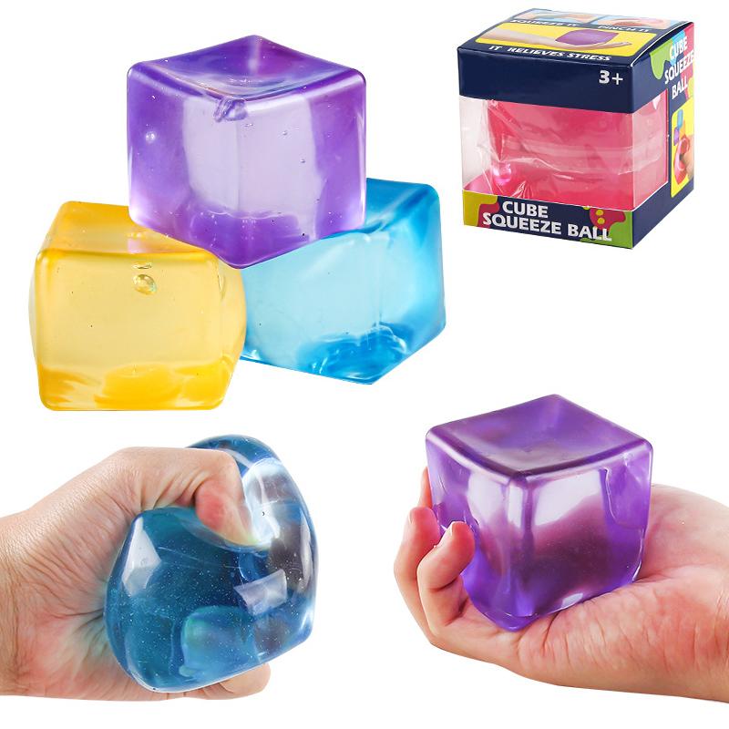 New Squishy Ice Cube Fidget Toy Square Shape Squishy Stress Ball Squeeze Toys Stress Relief Sensory Toy For Kids Adults Gift