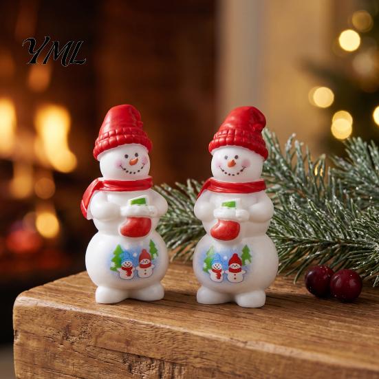 Handmade Craft Accessories 2Pcs Mini Christmas Figurine, Santa Claus Snowman Dolls, DIY for Micro Tree Decorations Landscape Dollhouse Cake