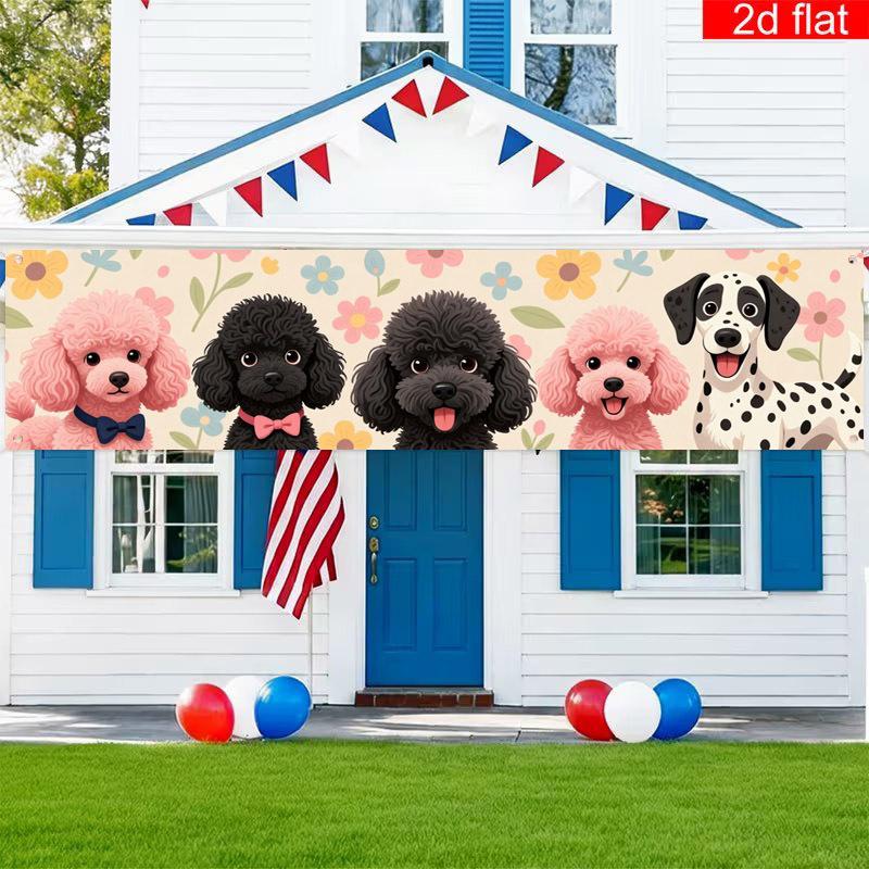 Welcome Pet Dog Banner, Outdoor Yard Sign for Garden Fence Dog Home