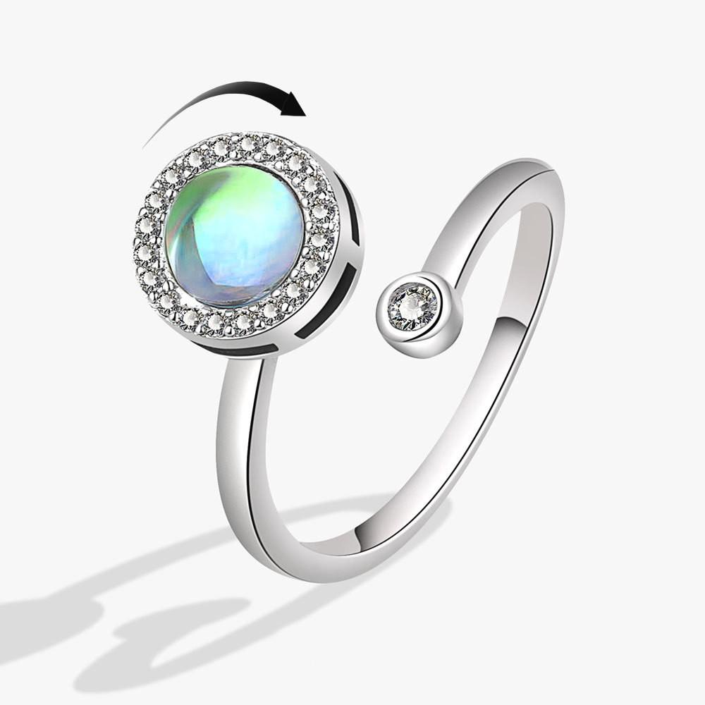 Adjustable Open Engagement Ring for Women Rhinestone Fidget Spinner Anti-Anxiety Relaxing Luxury Female Ring Accessories
