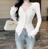 Women's Autumn Winter Frayed Edge V-Neck Sweater: Slimming, Flattering Niche Knitwear Cardigan