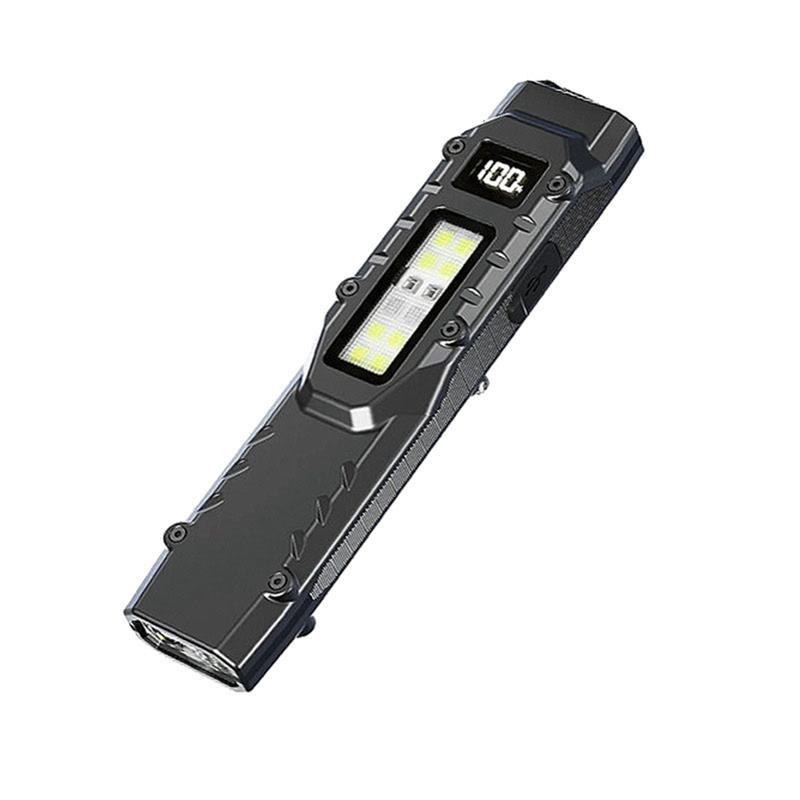 Fresh Flat Flashlights Rechargeable LED Small Flashlight Dual-Switches With Digital Display Pocket Flashlight For Home,Camping
