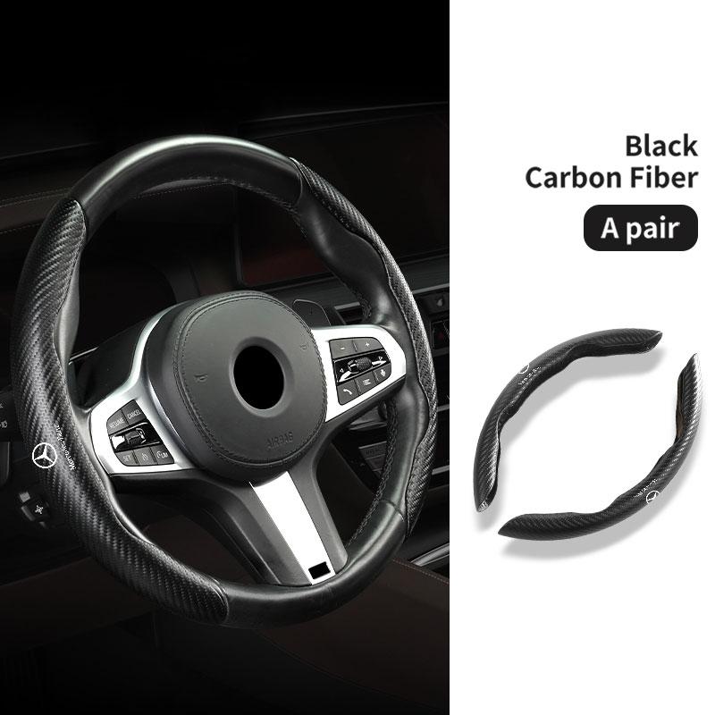Car Steering Wheel Cover Carbon Filber Anti-Slip Protection Mat For Mercedes Benz W211 W124 W176 W177 C180 C200 C260 C300 GLC