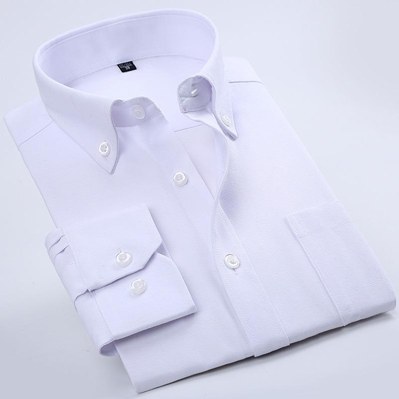 Camicia da lavoro bianca Oxford a maniche lunghe da uomo di alta gamma