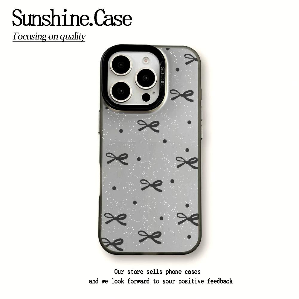 Cute Bow Dotted Phone Case, Matte Transparent Shockproof Protective Cover for iPhone