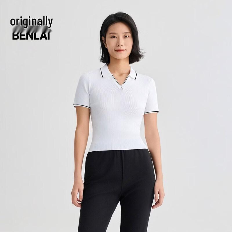 Женская приталенная вязаная футболка-поло с V-образным вырезом BENLAI XL