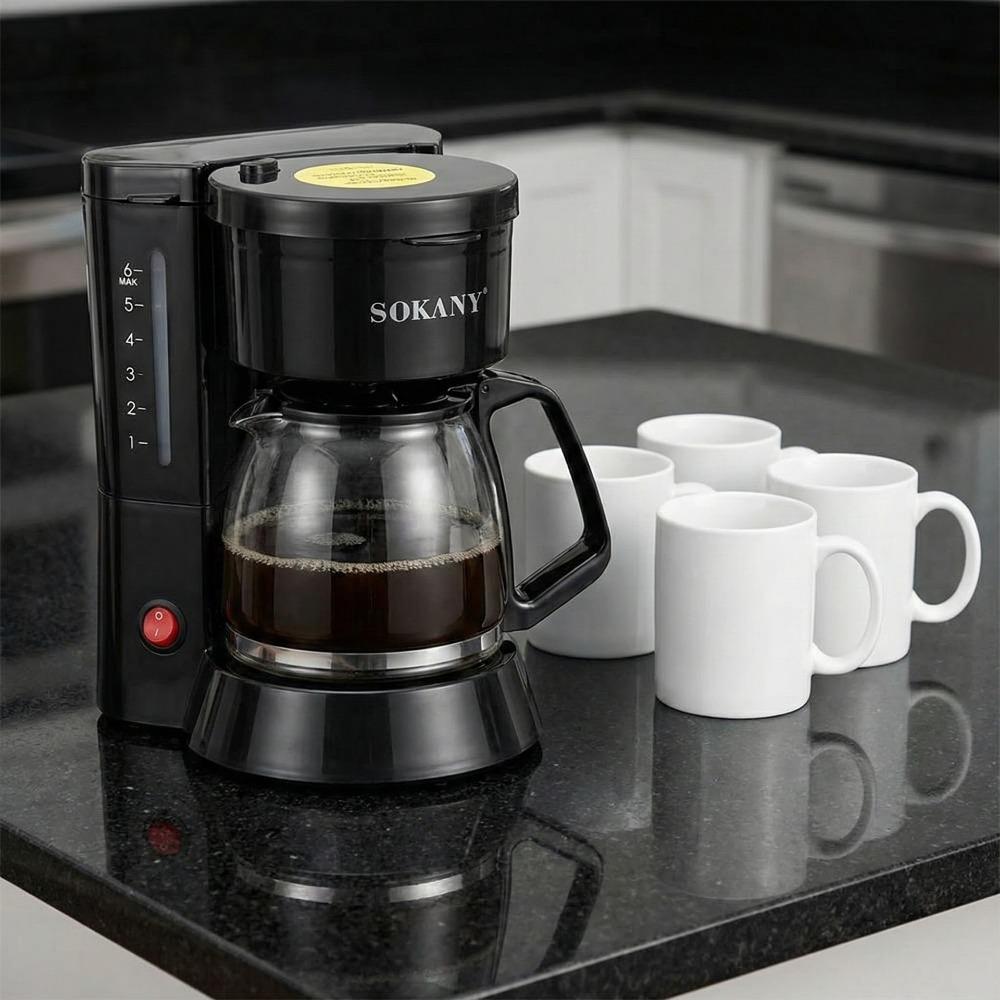 Kompakte 600ml Filterkaffeemaschine 6 Tassen Kapazität für den Heimgebrauch Inklusive Permanentfilter 450W