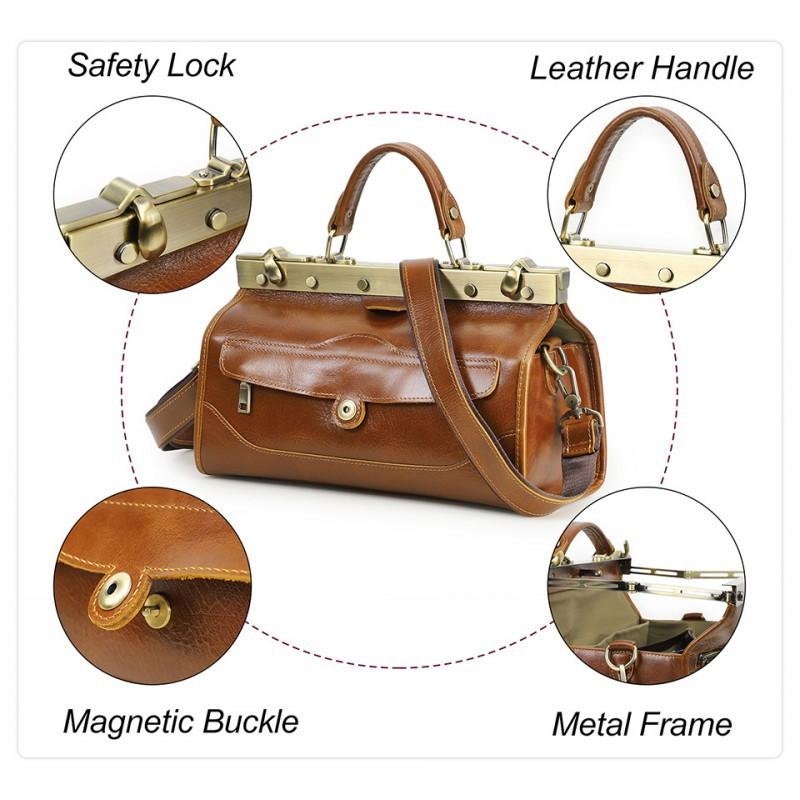 Full Grain Tree Lamb Cowhide Multi Layered Women's Handbag High-end Hardware Lock Genuine Leather Crossbody Bag