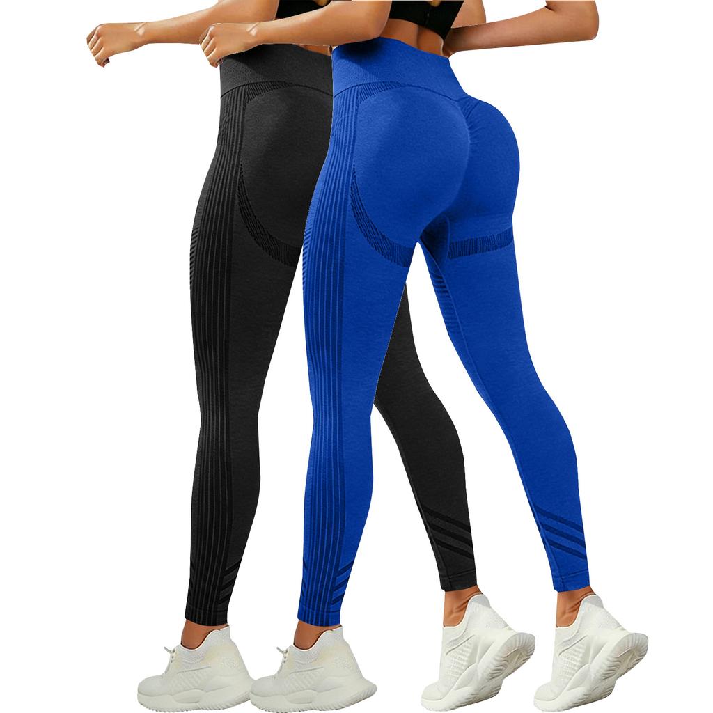 2 Piece Seamless High Waist Stretch Yoga Pants for Women Elastic Sports Leggings Body Contour Outdoor Running Trousers