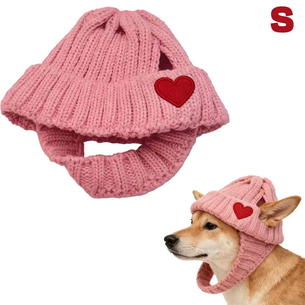 

Warm Knit Dog Snood Wrap Hat For Pets Cozy Winter Beanie Cap Windproof Pompon Pet Hat Indoor/Outdoor Use P7J0