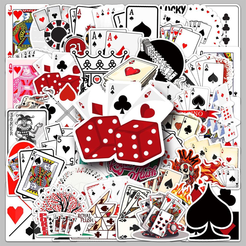 50 Poker Card Stickers: Trendy Waterproof Graffiti for Suitcases, Computers, and Notebooks