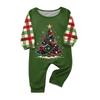 Christmas-print long-sleeve and long-pant matching family loungewear set