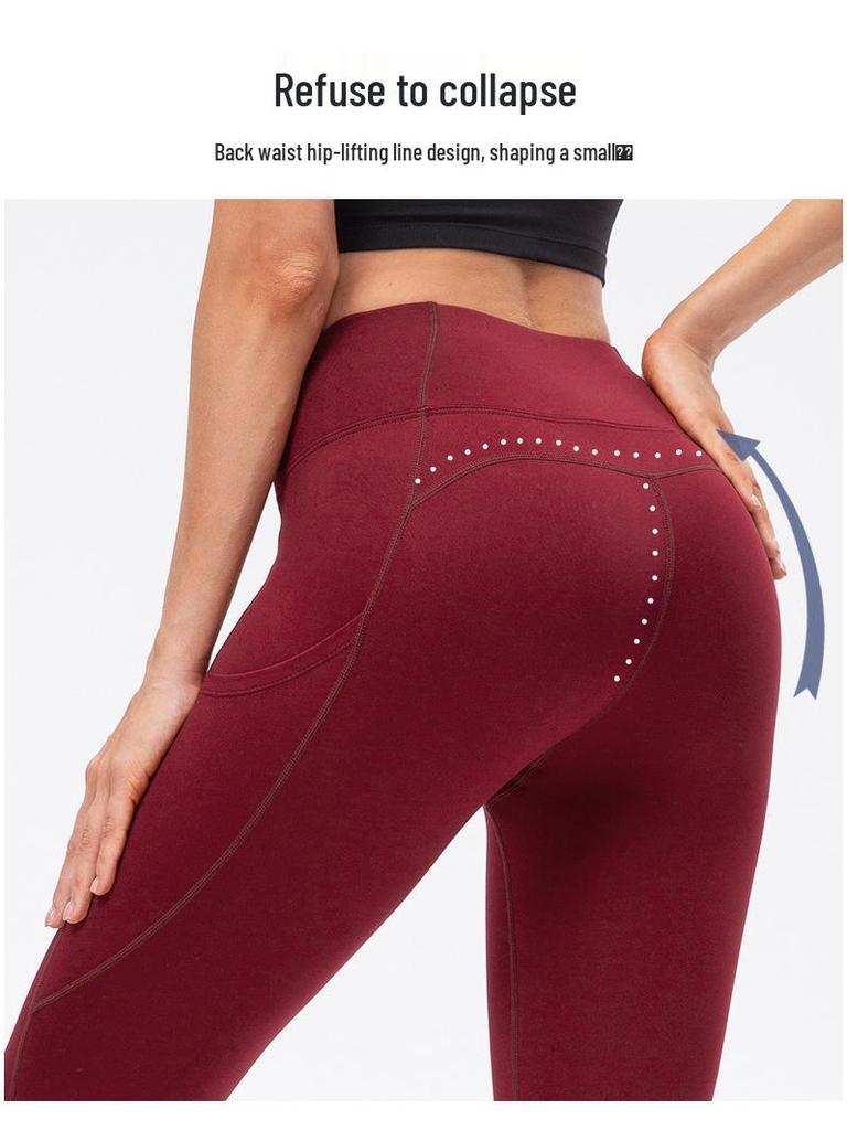 Women's Fleece-Lined High-Waisted Yoga Leggings with Pockets - Warm for Autumn/Winter - Style 12366