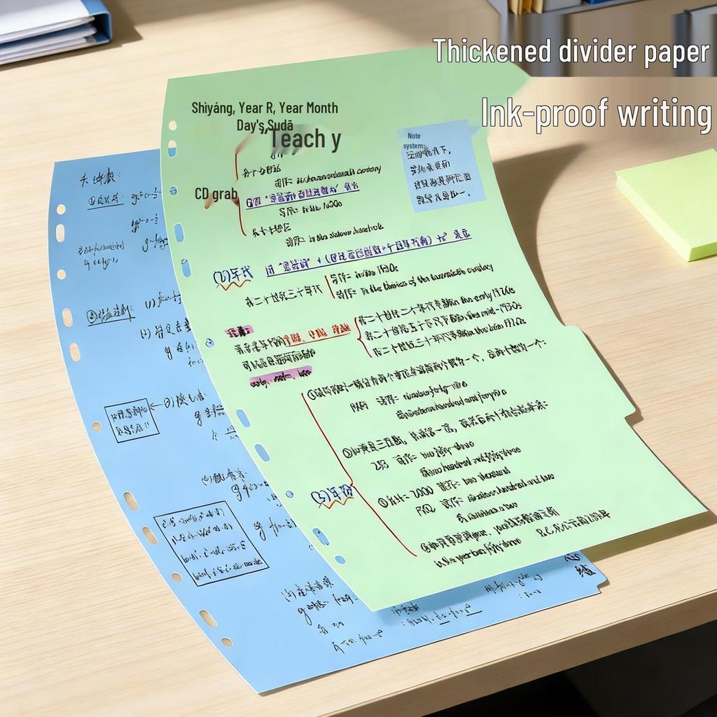 Colorful Index Divider Paper for A4 and B5, 11-Hole and 9-Hole Options, Numbered and Multi-Page Classifications