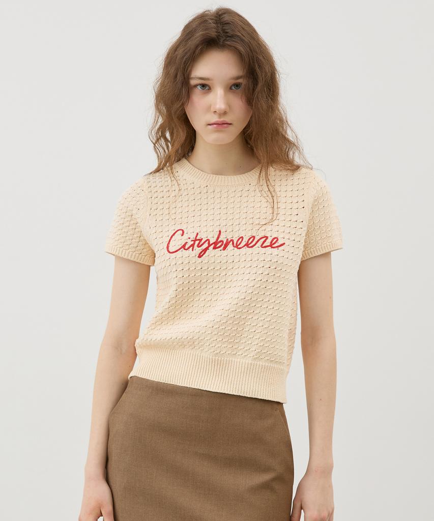 CITYBREEZE Script Logo Short Sleeve Knit_3 Colors