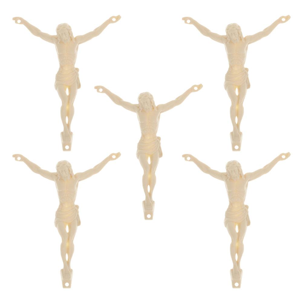 5 Pcs Jesus Figure Accessories Statue Decoration Small Religious DIY Plastic Figurine for Wall Cross Mother