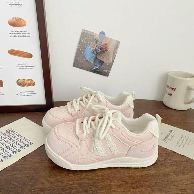 Ultra-light thick-soled leather surface new autumn niche Dexun flat baseplate shoes 35 розовый