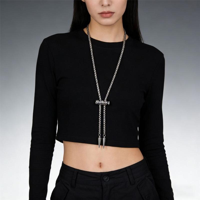 Elegant Stainless Steel Necklace with Bolo Design Scratch Resistant Neckchain for Casual and Formal Occasions