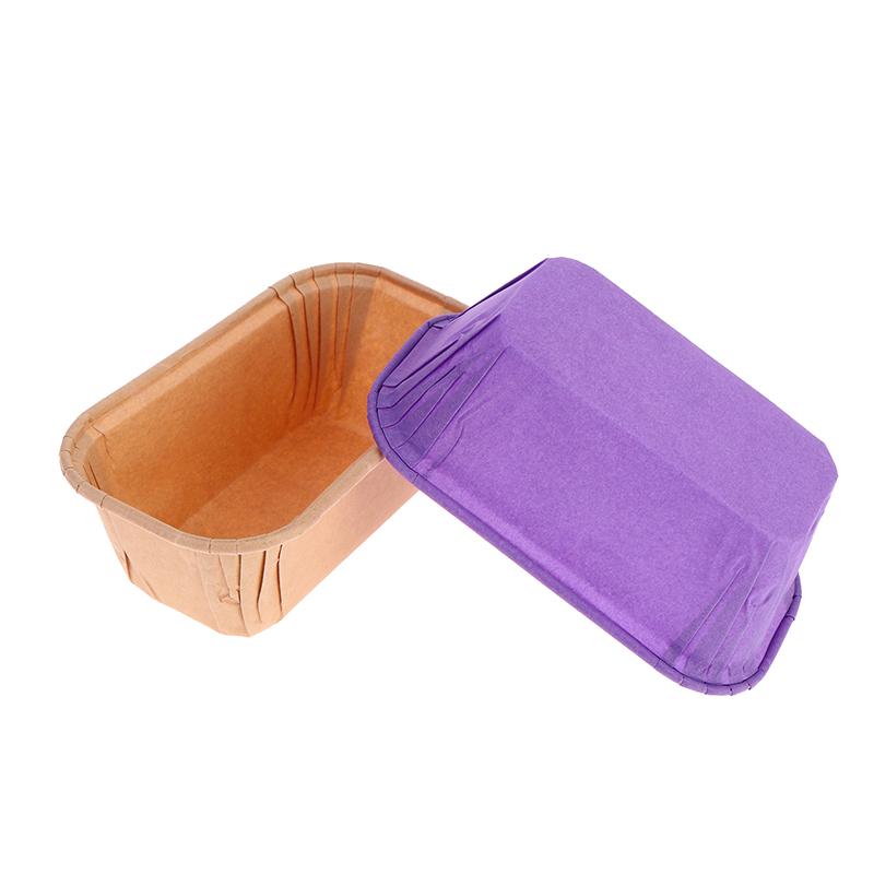 50Pcs Oven Safe Nonstick Kraft Paper Cake Moulds Rectangular Disposable for Baking Cakes Bread Muffins