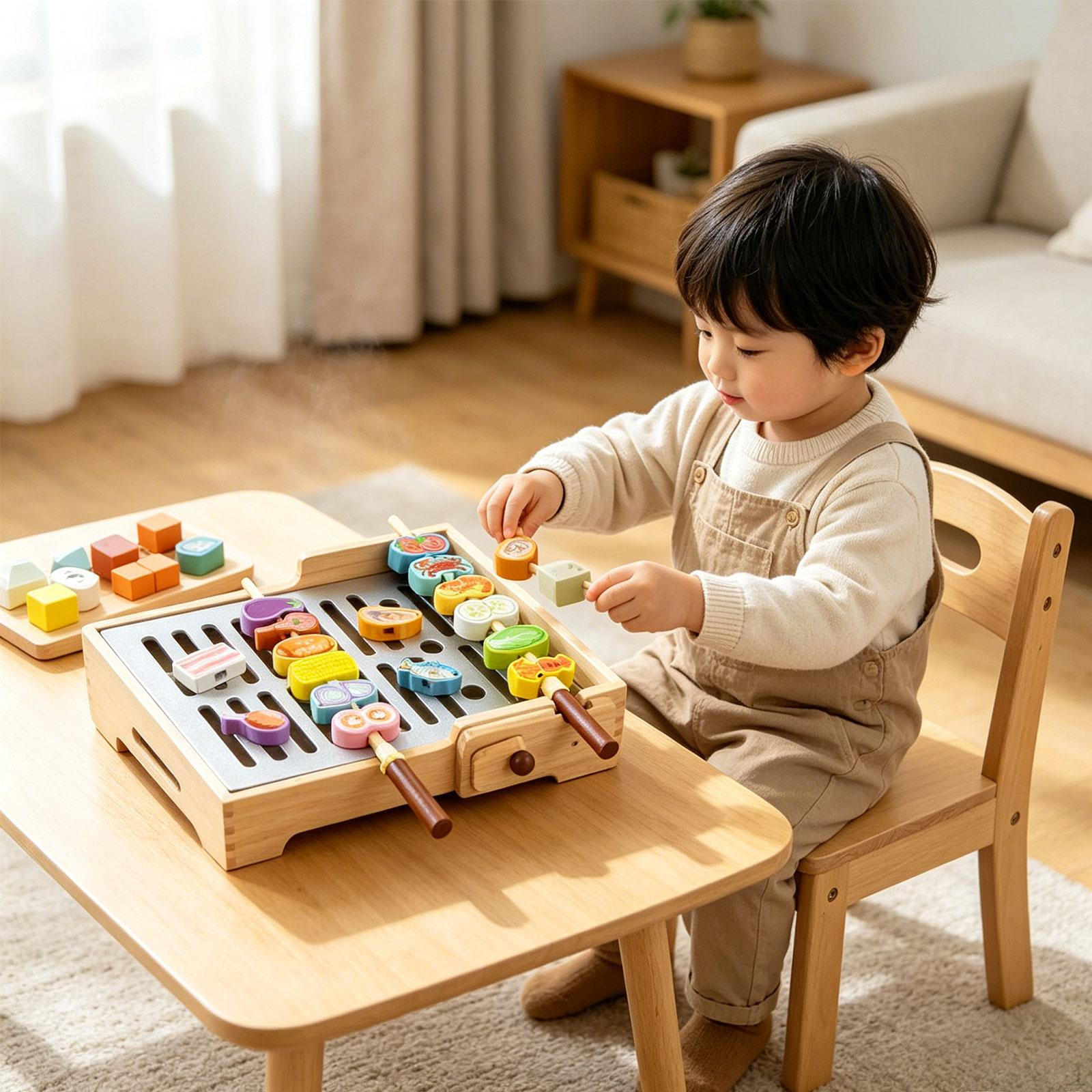 

Kids Pretend Play Barbecue Set Fingertip Training Role Educational Learning Gifts Food Sets for 3